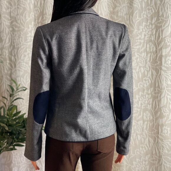 GAP The Academy Blazer Gray Navy Corduroy Elbow Patches Dark Academia Size 2 - Picture 5 of 8